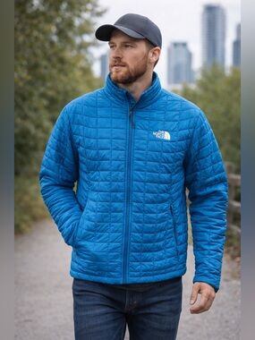 The North Face ThermoBall Jacket Mens Small Aqua Packable Puffer Light Coat